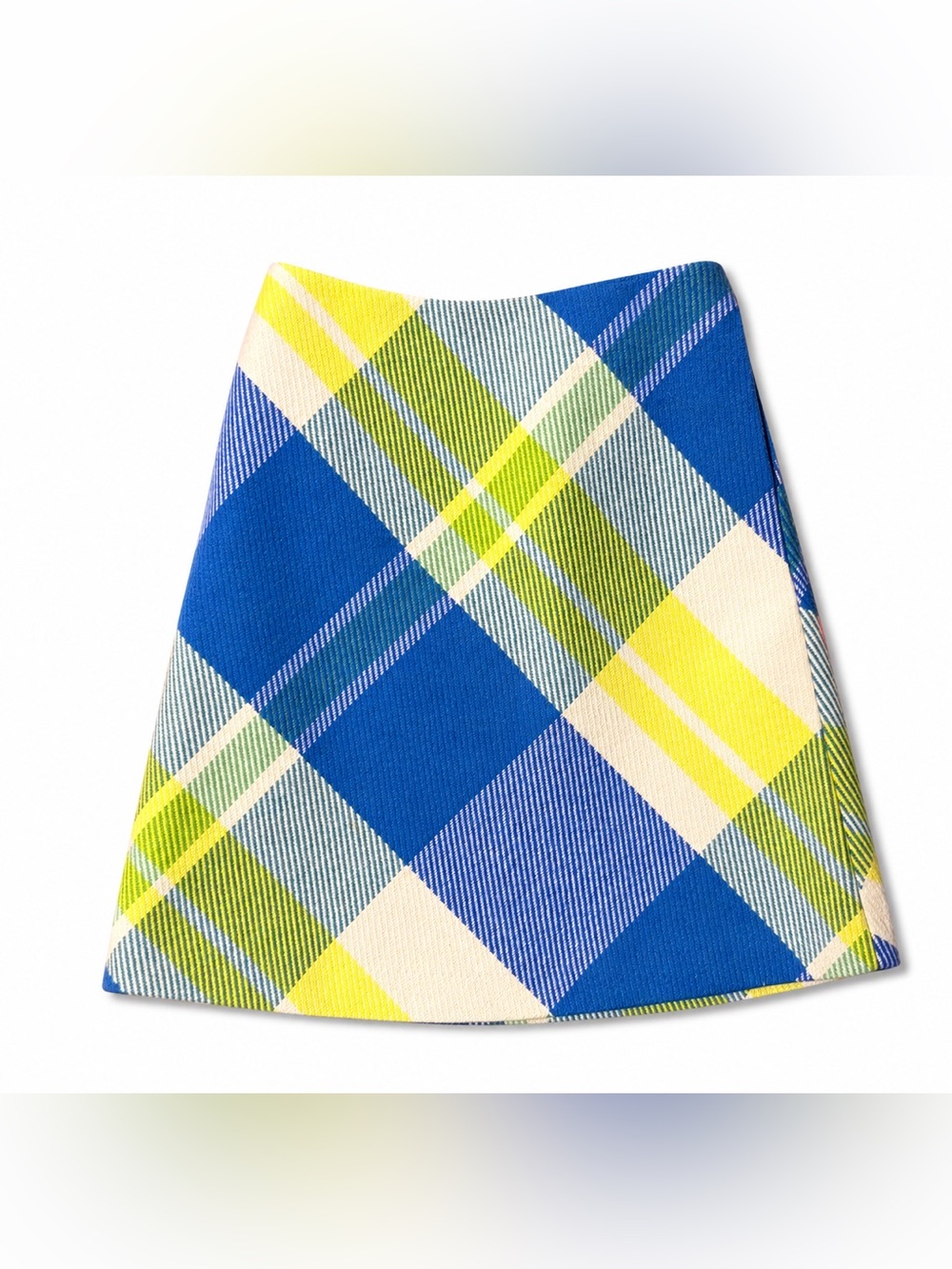 Boden Plaid A-Line Skirt in Blue and Yellow- 4